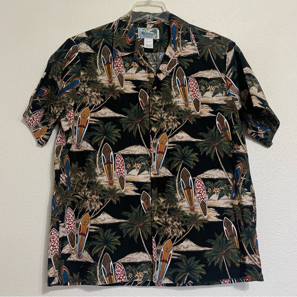 Rainbow Hawaii Inc. Vintage Hawaiian Short Sleeve Shirt Surfboards